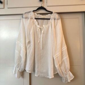 Sheer and beautiful Kori Blouse Large White Long Sleeve NWOT